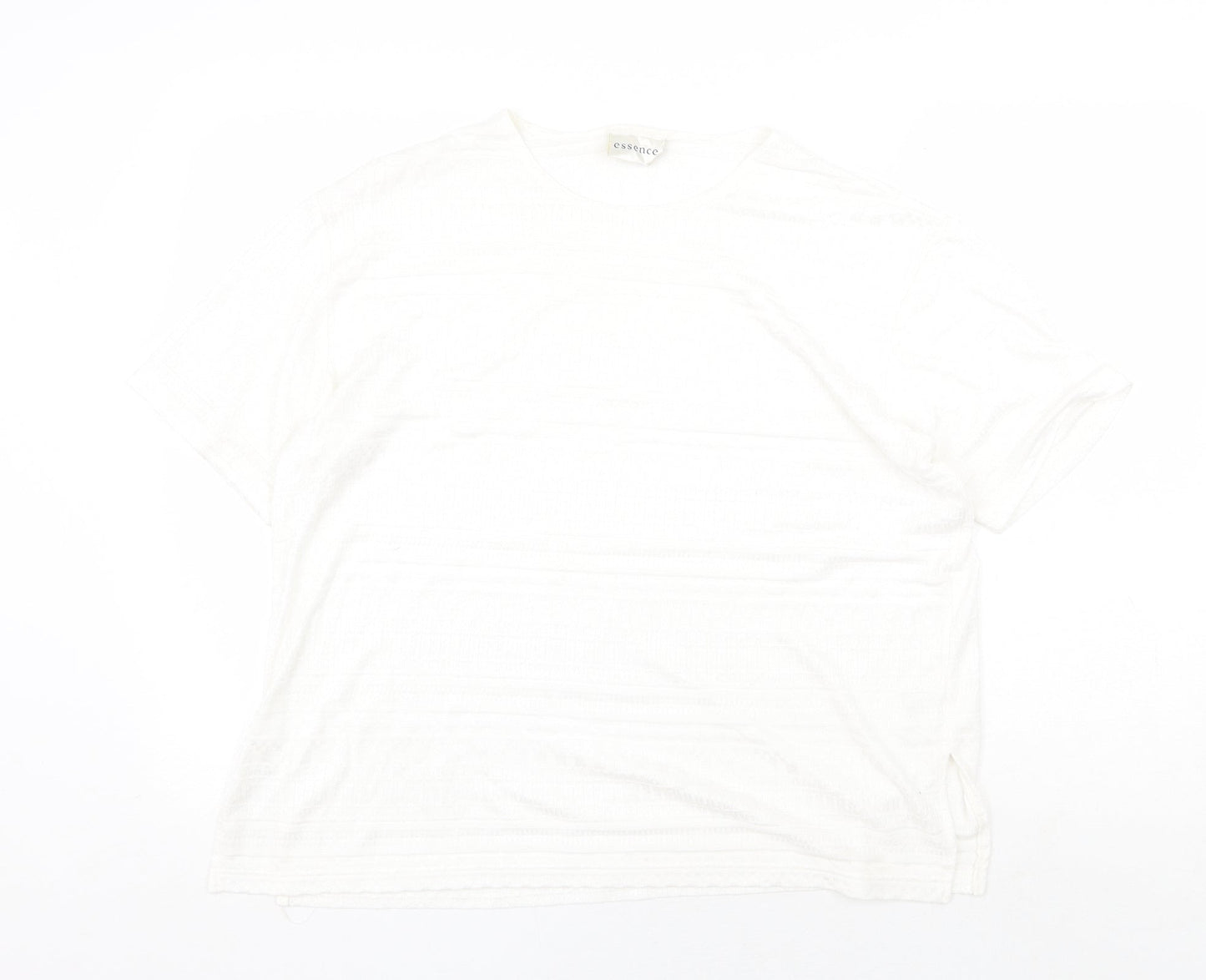 essence Womens White Viscose Basic T-Shirt Size 18 Round Neck