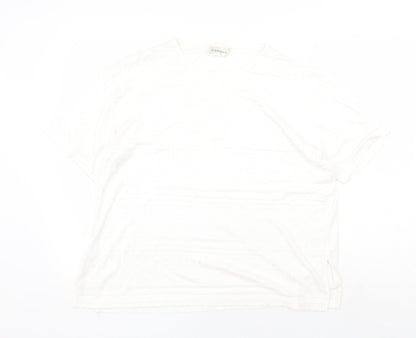 Essence Womens White Viscose Basic T-Shirt Size 18 Round Neck