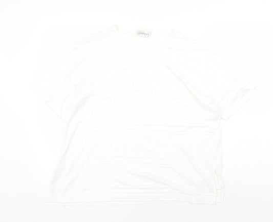 essence Womens White Viscose Basic T-Shirt Size 18 Round Neck