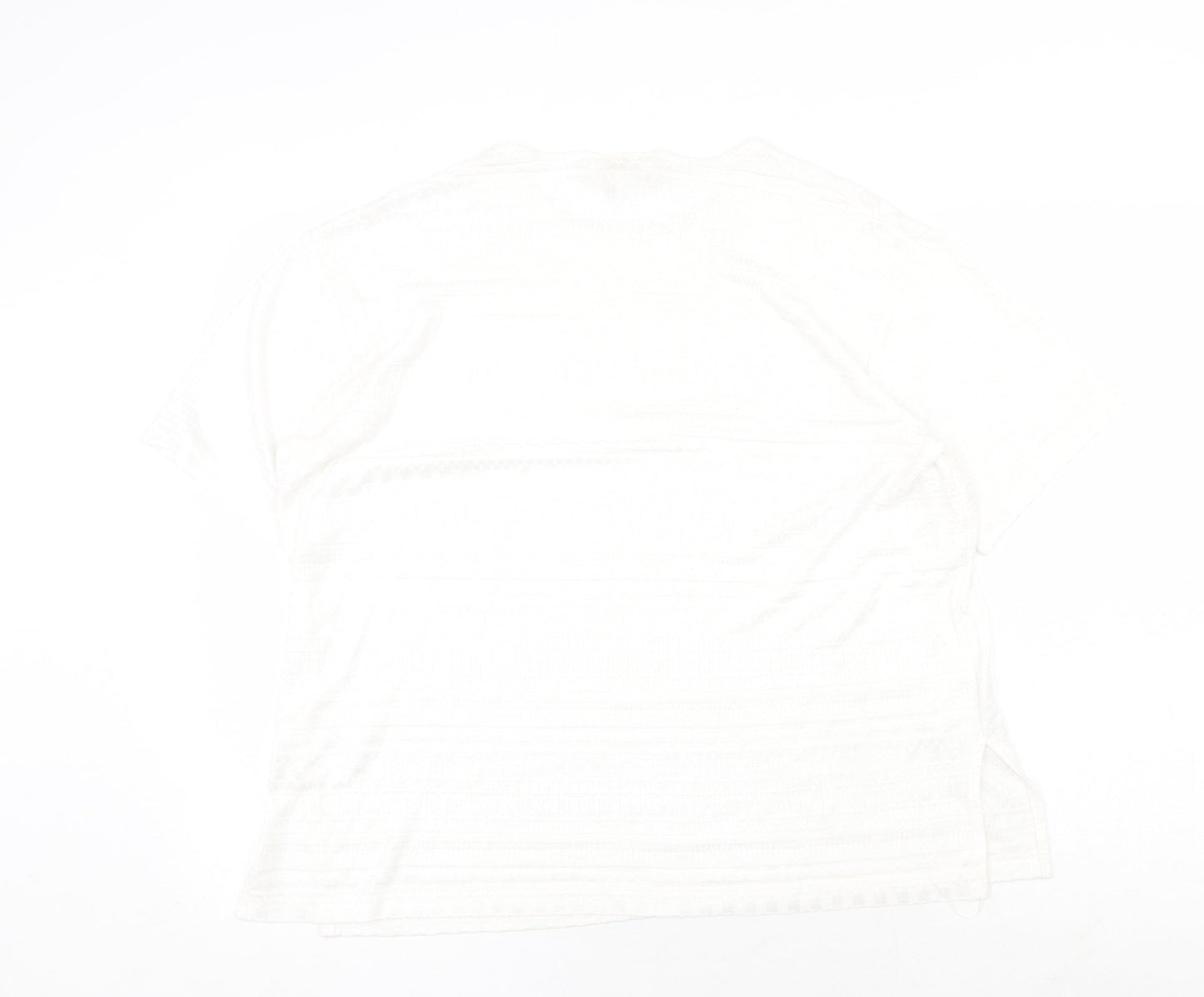 essence Womens White Viscose Basic T-Shirt Size 18 Round Neck