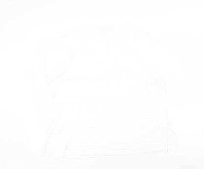 Essence Womens White Viscose Basic T-Shirt Size 18 Round Neck