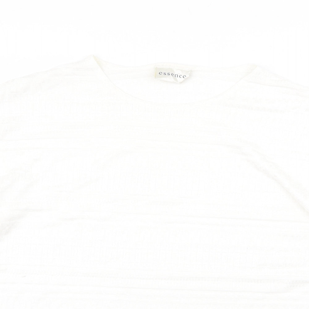 essence Womens White Viscose Basic T-Shirt Size 18 Round Neck