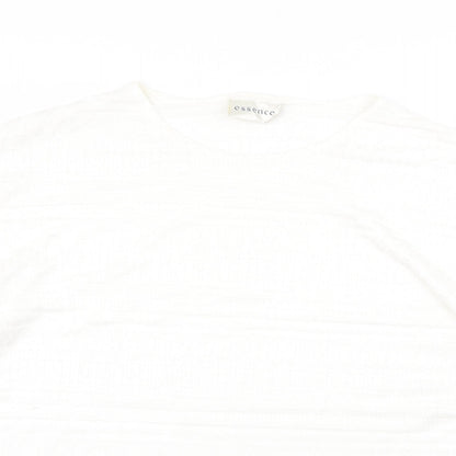 Essence Womens White Viscose Basic T-Shirt Size 18 Round Neck