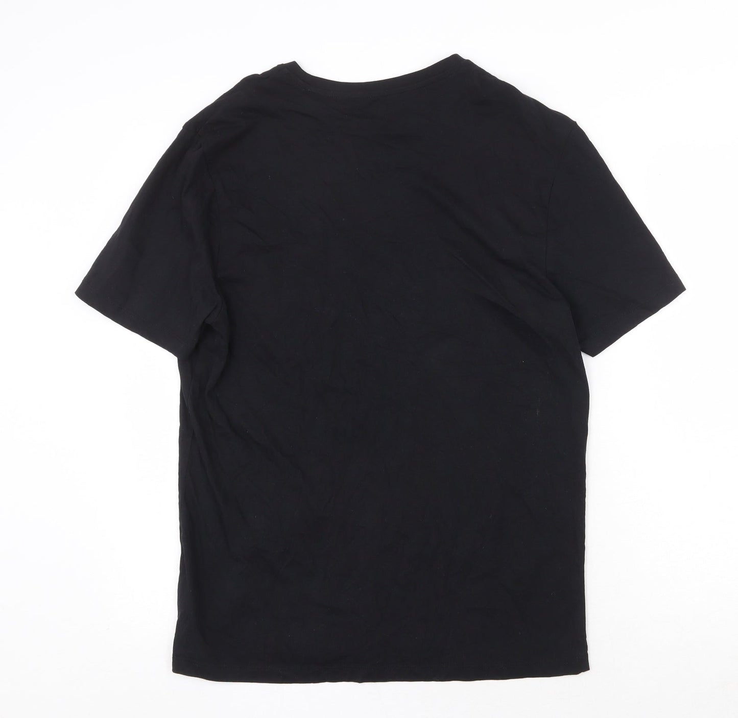 F&F Womens Black 100% Cotton Basic T-Shirt Size M Scoop Neck - Keep it Chilled Snowman