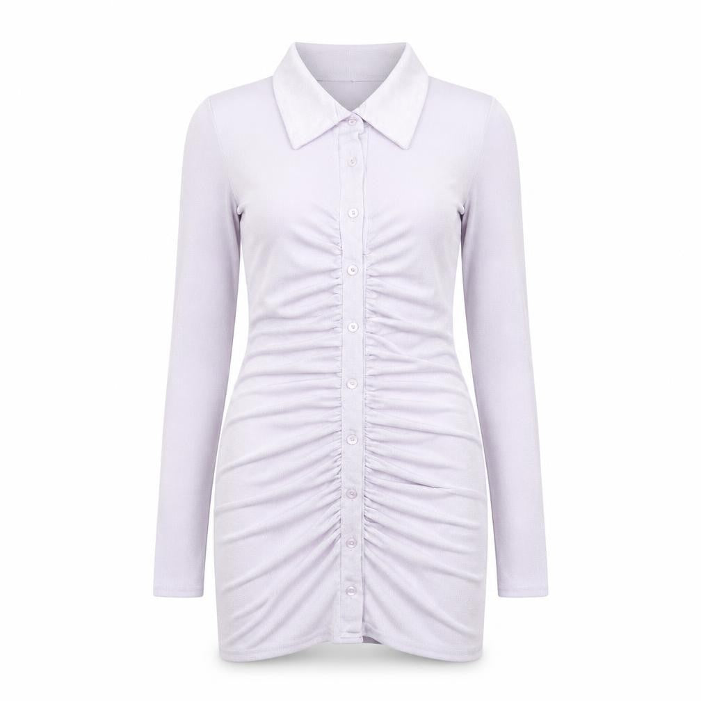 Missguided Womens Purple Polyester Bodycon Size 4 Collared Button