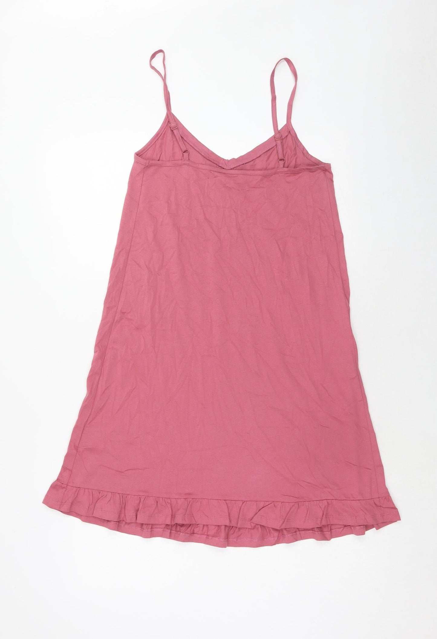 Marks and Spencer Womens Pink Cotton Tank Dress Size S V-Neck Pullover
