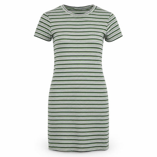 DAZY Womens Green Striped Cotton T-Shirt Dress Size S Round Neck Pullover