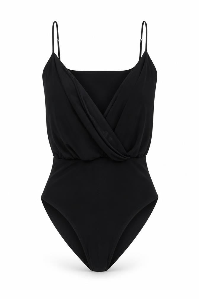 Boohoo Womens Black Polyester Bodysuit One-Piece Size 8 Pullover - Knot Front