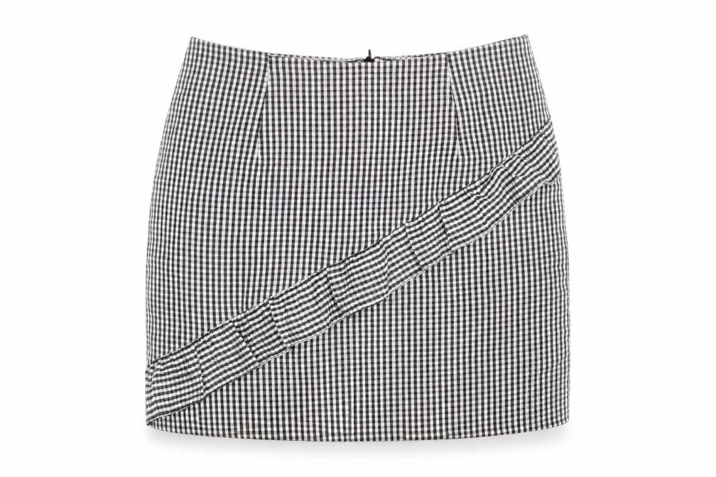 Clockhouse Womens Black Check Polyacrylate Fibre A-Line Skirt Size 12 Zip