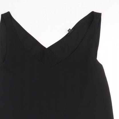 River Island Womens Black Polyester Basic Tank Size 8 V-Neck