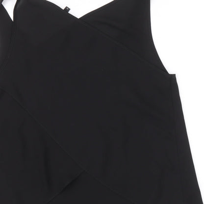 River Island Womens Black Polyester Basic Tank Size 8 V-Neck