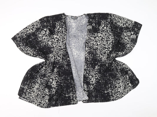 Apricot Womens Black Geometric Polyacrylate Fibre Kimono Blouse Size 12 V-Neck