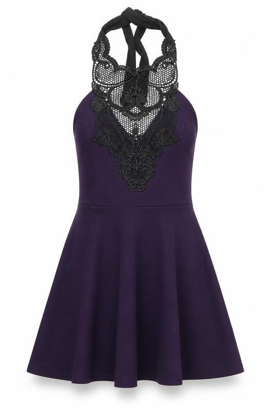 Atmosphere Womens Purple Polyester A-Line Size 14 Halter Pullover - Lace Detail