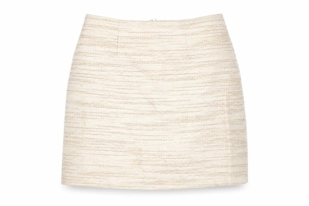 Saba Womens Beige Cotton A-Line Skirt Size 8 Zip
