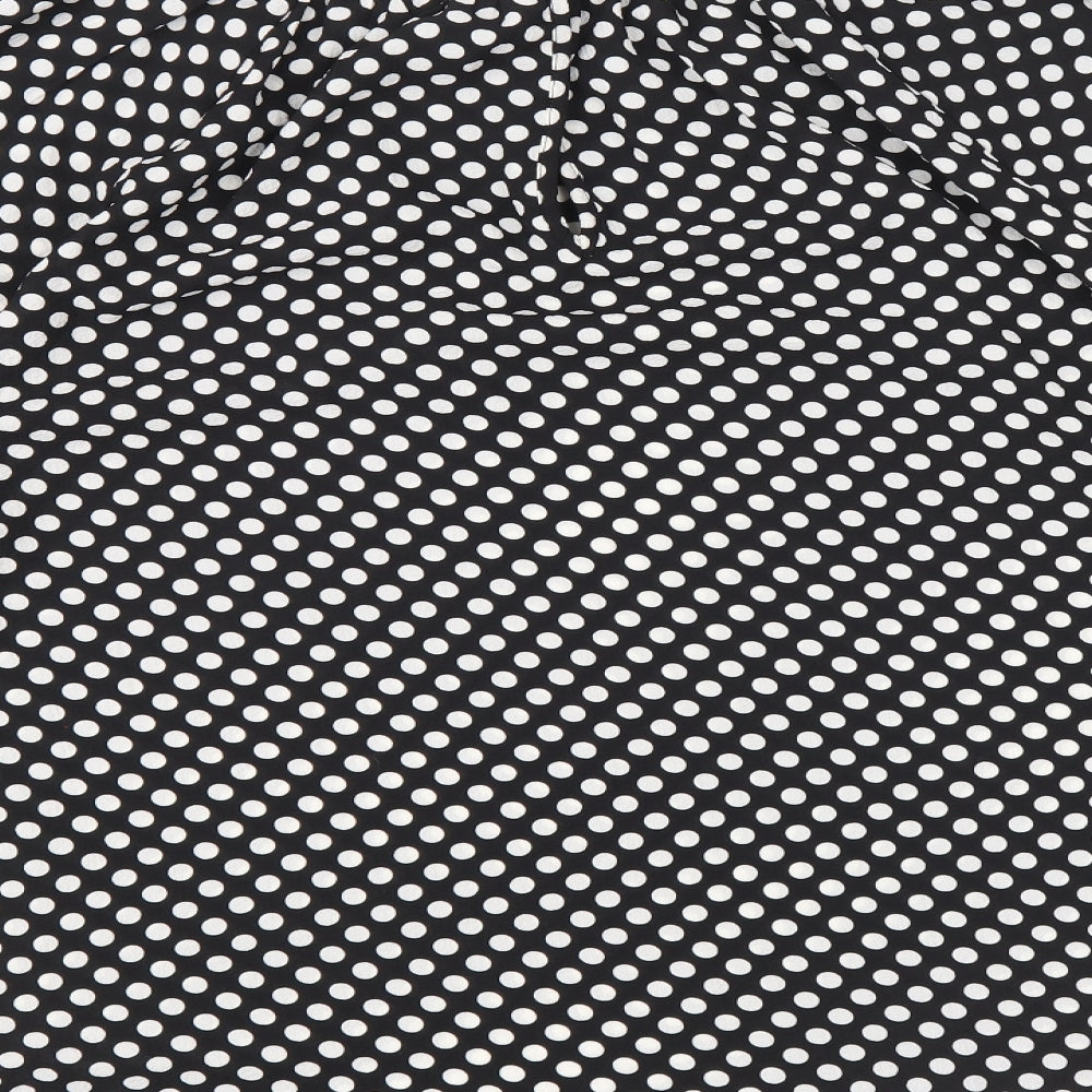 Marks and Spencer Womens Black Polka Dot Polyester Basic Blouse Size 10 Boat Neck