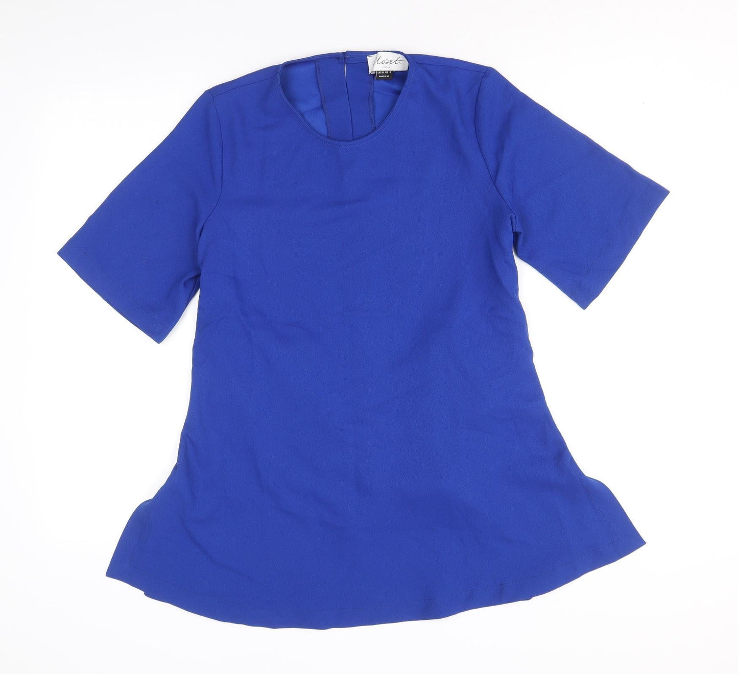 Closet Womens Blue Polyester Basic Blouse Size 8 Round Neck