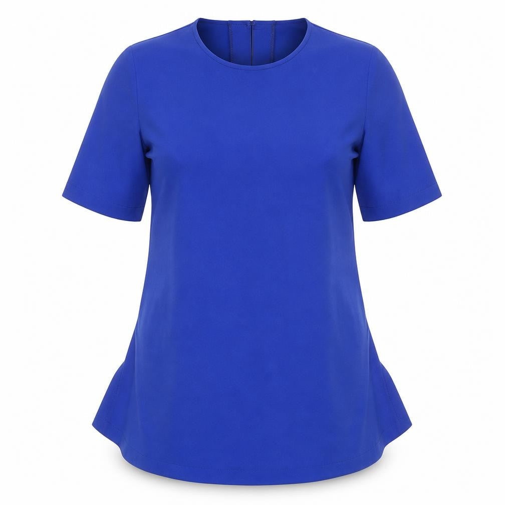 Closet Womens Blue Polyester Basic Blouse Size 8 Round Neck