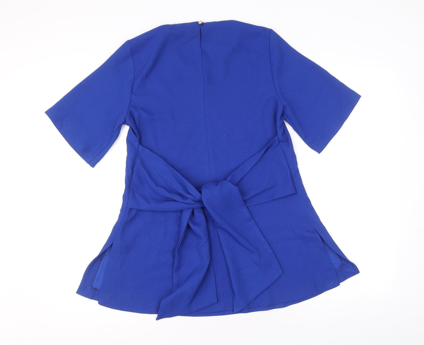 Closet Womens Blue Polyester Basic Blouse Size 8 Round Neck