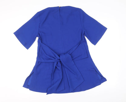 Closet Womens Blue Polyester Basic Blouse Size 8 Round Neck