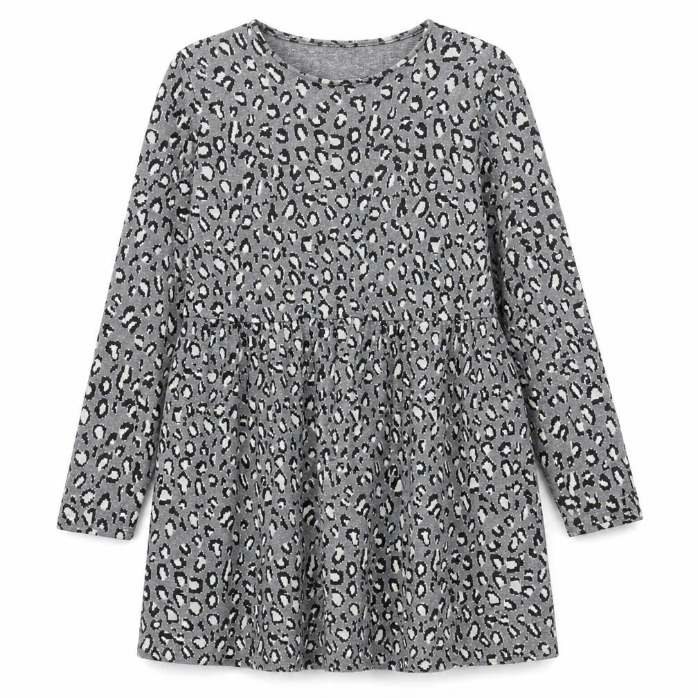 New Look Womens Grey Animal Print Viscose Trapeze & Swing Size 16 Round Neck Pullover - Leopard Pattern