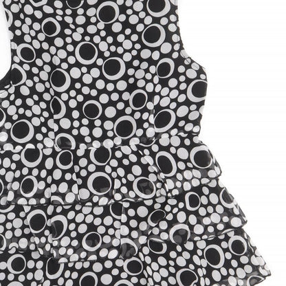 South Womens Black Geometric Polyester Basic Tank Size 10 Round Neck