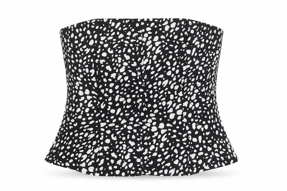 Naanaa Womens Black Geometric Polyester Basic Tank Size 8 Off the Shoulder