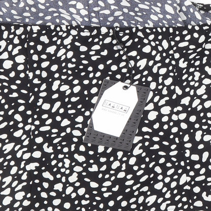 Naanaa Womens Black Geometric Polyester Basic Tank Size 8 Off the Shoulder