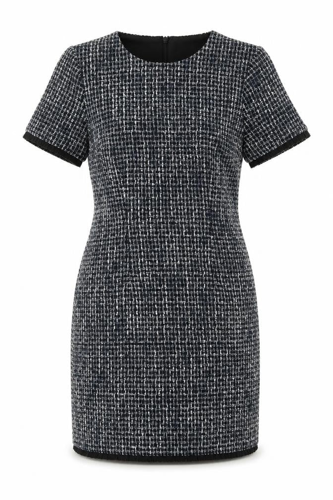 Warehouse Womens Blue Geometric Polyester A-Line Size 10 Round Neck Zip
