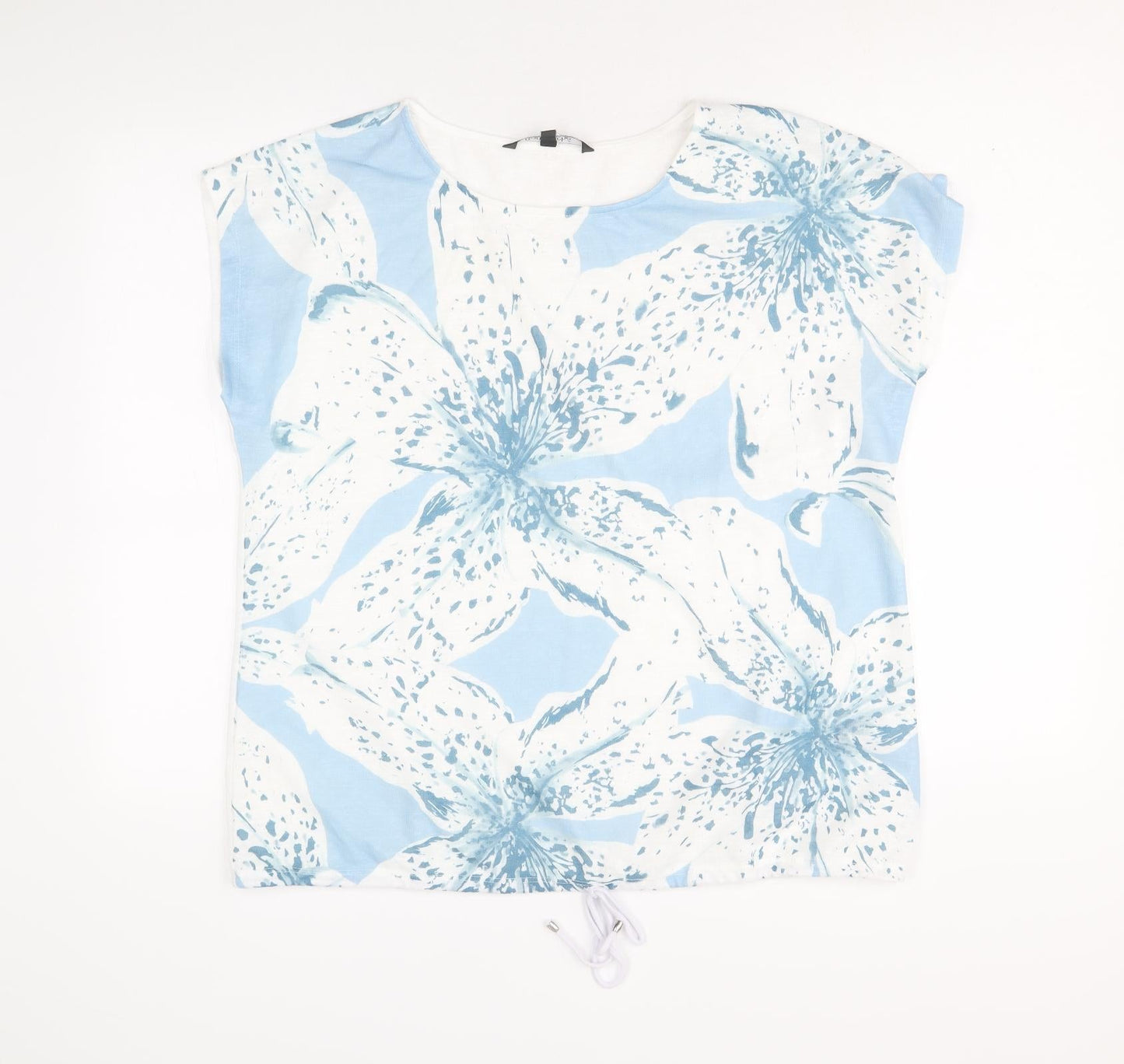 Bonmarché Womens Blue Round Neck Floral Polyester Pullover Jumper Size 16