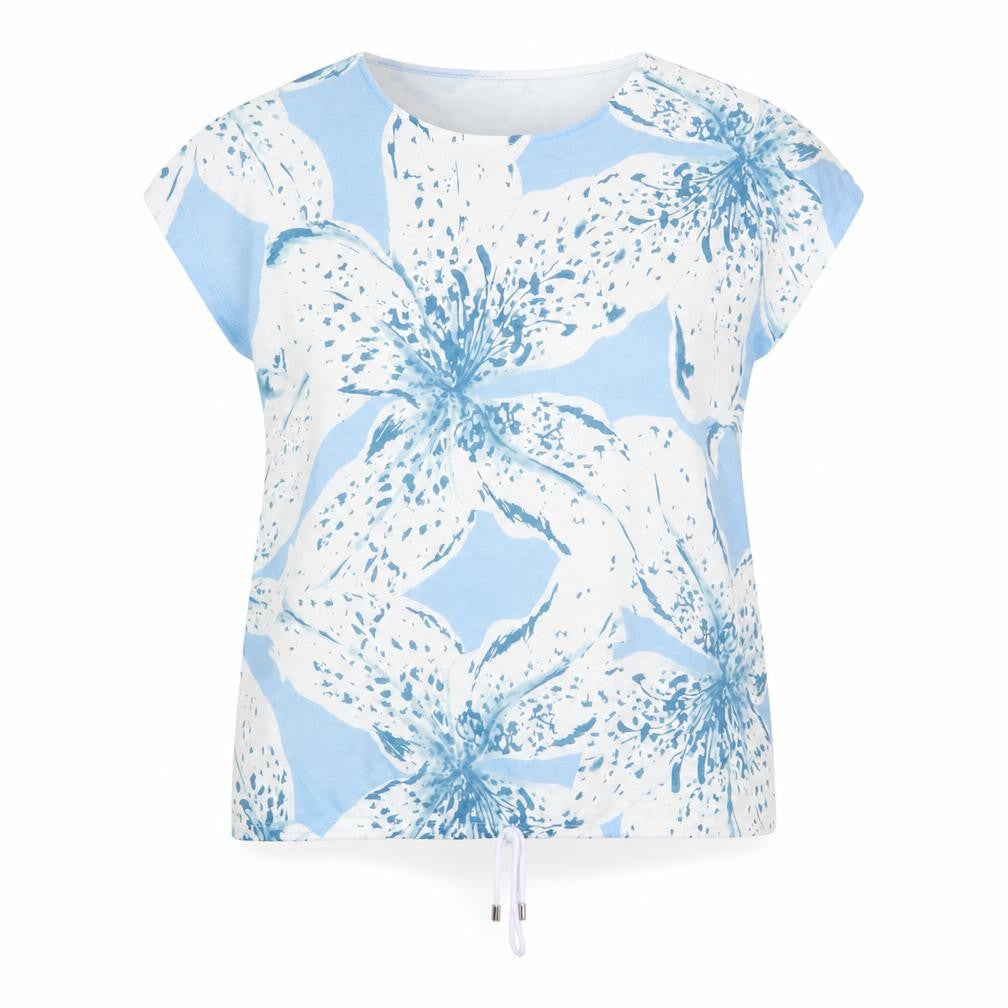 Bonmarché Womens Blue Round Neck Floral Polyester Pullover Jumper Size 16