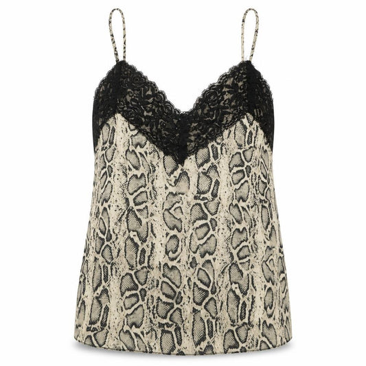 Made in Italy Womens Multicoloured Animal Print Polyester Camisole Tank Size 12 V-Neck - Snake Skin Print Lace Trim