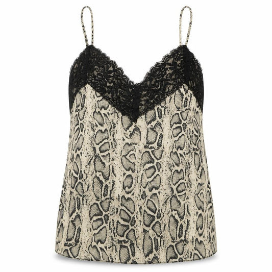 Made in Italy Womens Multicoloured Animal Print Polyester Camisole Tank Size 12 V-Neck - Snake Skin Print Lace Trim