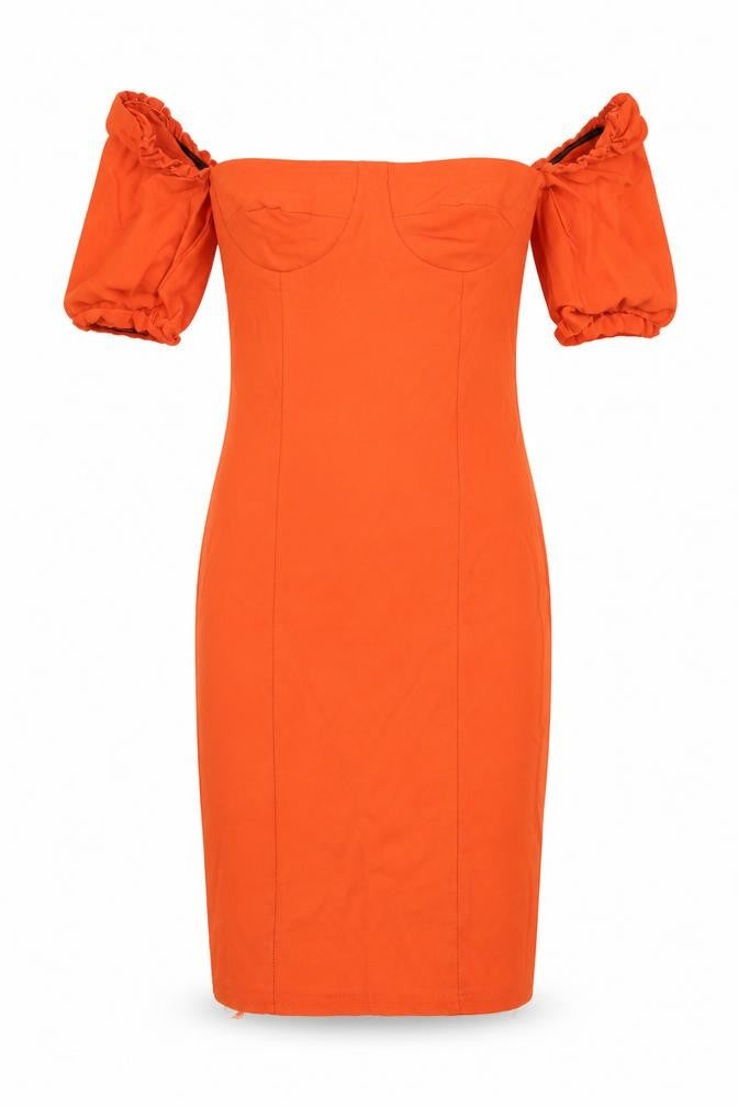 I SAW IT FIRST Womens Orange Polyester Bodycon Size 8 Scoop Neck Pullover