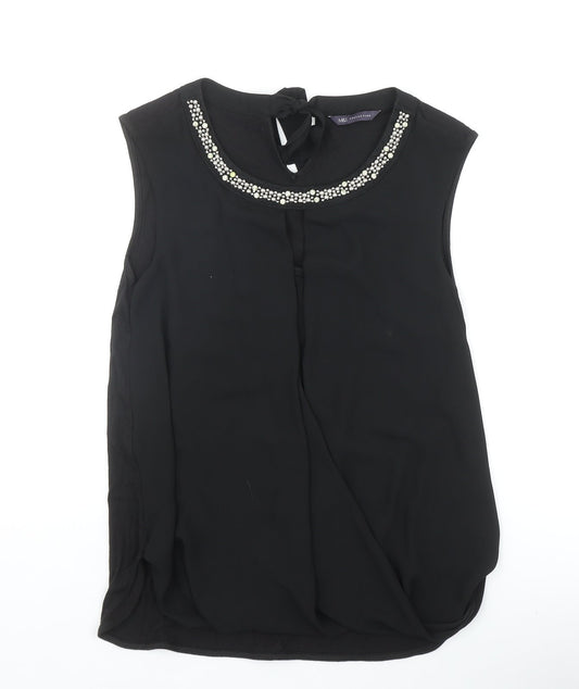 Marks and Spencer Womens Black Polyester Basic Tank Size 10 Scoop Neck
