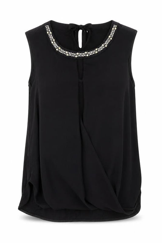 Marks and Spencer Womens Black Polyester Basic Tank Size 10 Scoop Neck