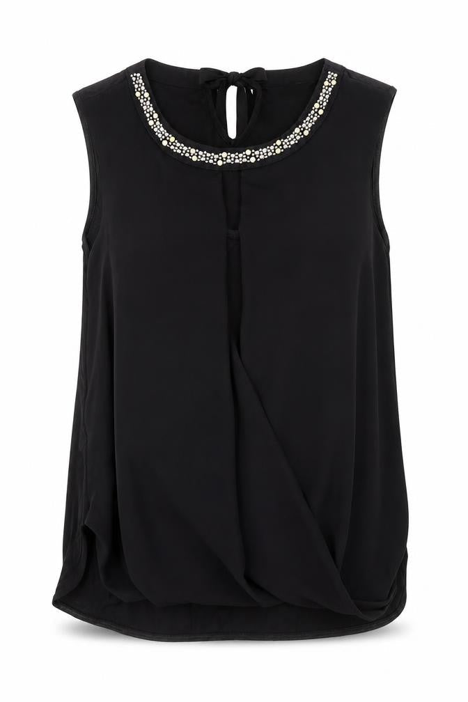 Marks & Spencer Womens Black Polyester Basic Tank Size 10 Scoop Neck