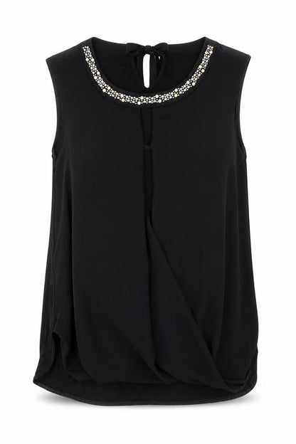 Marks & Spencer Womens Black Polyester Basic Tank Size 10 Scoop Neck