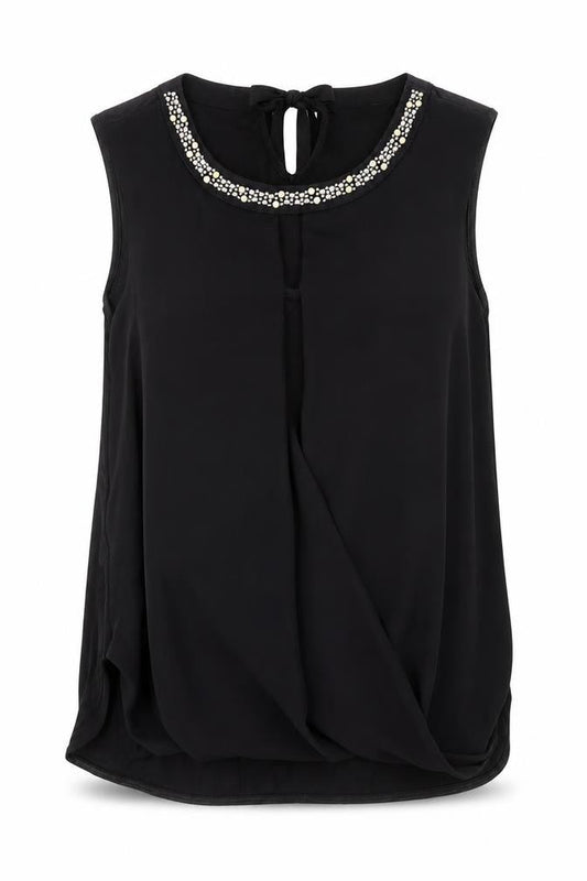 Marks and Spencer Womens Black Polyester Basic Tank Size 10 Scoop Neck