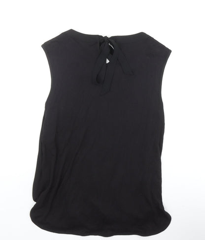 Marks & Spencer Womens Black Polyester Basic Tank Size 10 Scoop Neck