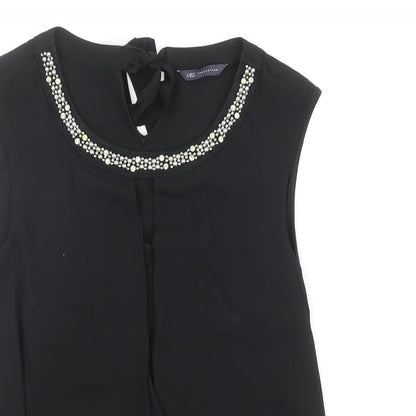 Marks & Spencer Womens Black Polyester Basic Tank Size 10 Scoop Neck