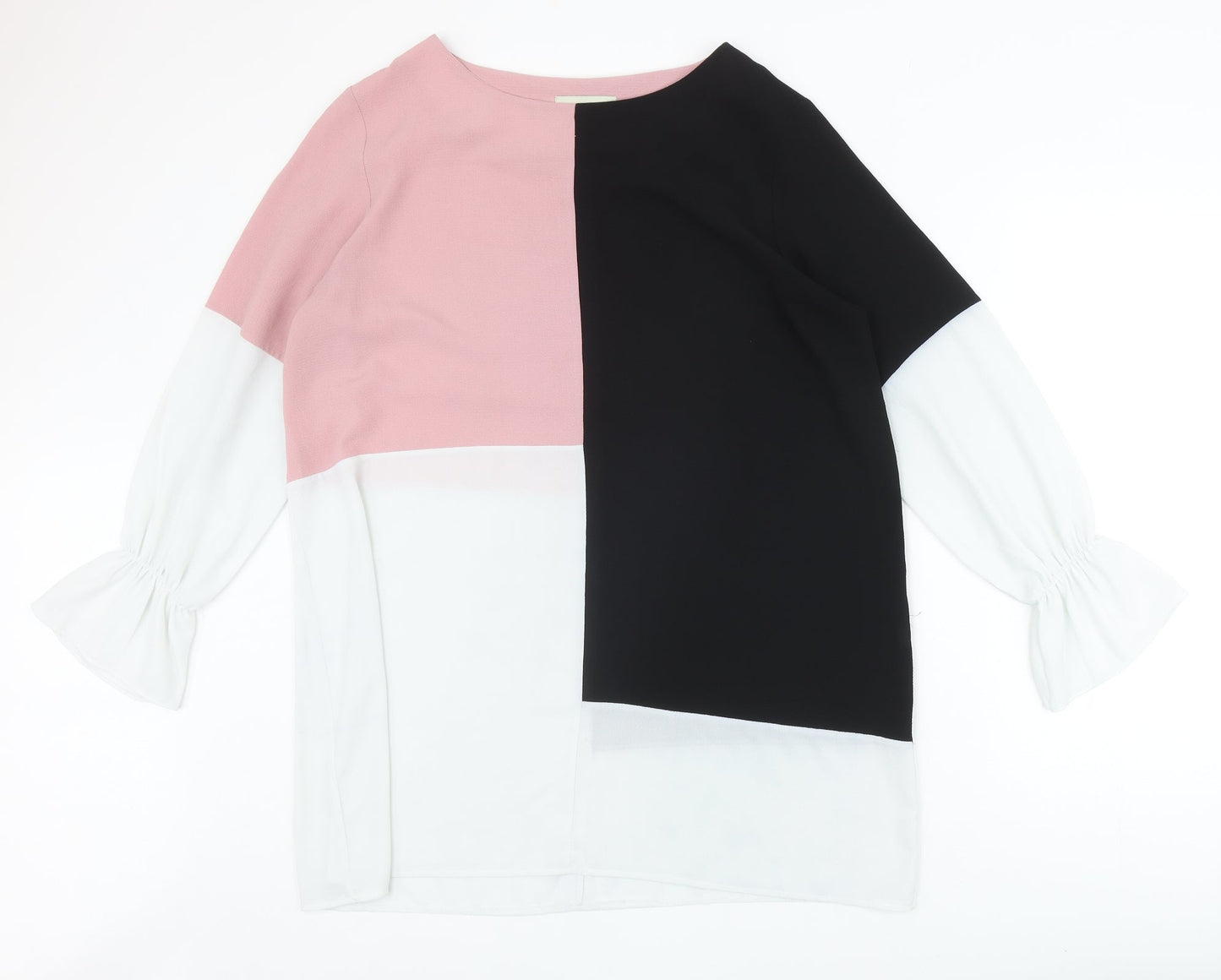 Hoxton Gal Womens Multicoloured Geometric Polyester Basic Blouse Size 12 Round Neck