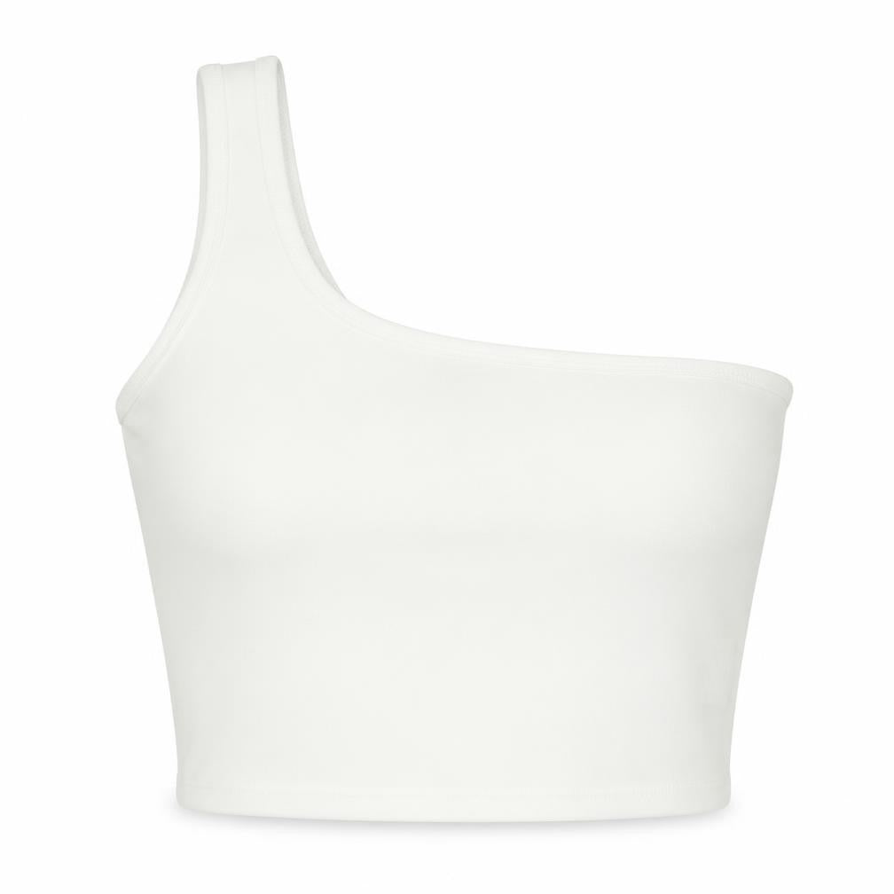 SheIn Womens White Polyester Cropped Tank Size M One Shoulder