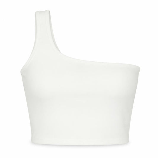 SHEIN Womens White Polyester Cropped Tank Size M One Shoulder