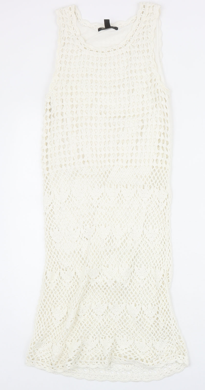 Mango Womens Ivory Cotton Tank Dress Size S Round Neck Pullover
