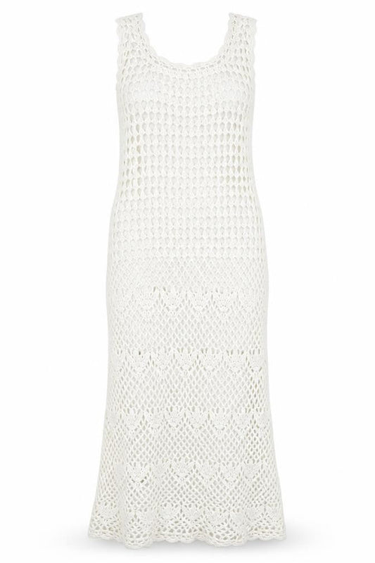 Mango Womens Ivory Cotton Tank Dress Size S Round Neck Pullover