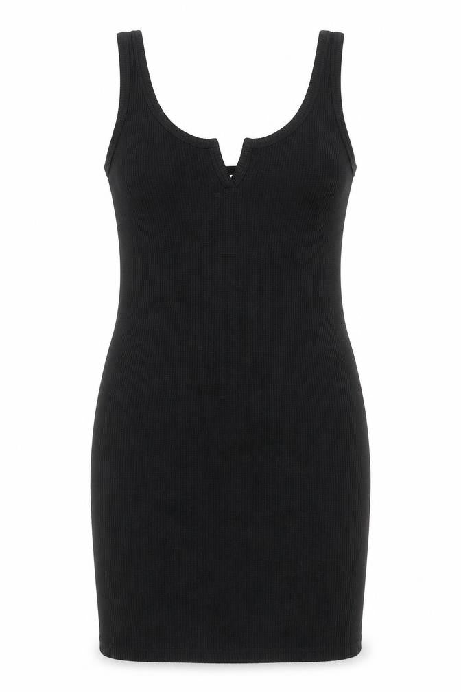 Topshop Womens Black Polyester Tank Dress Size 8 V-Neck Pullover