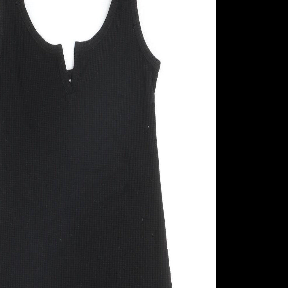 Topshop Womens Black Polyester Tank Dress Size 8 V-Neck Pullover