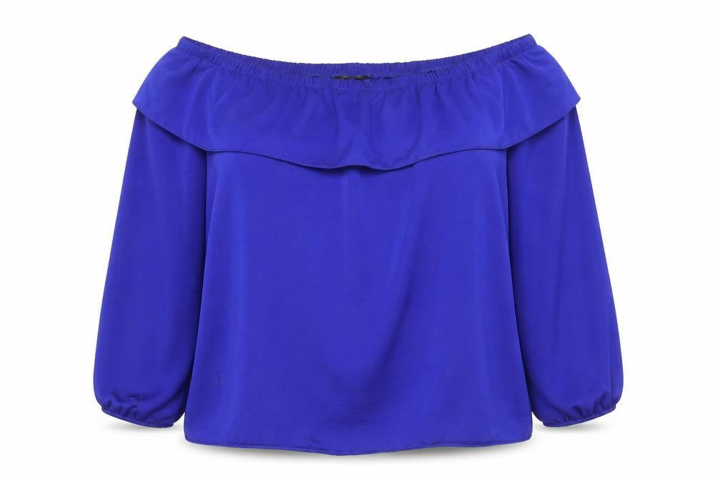Dorothy Perkins Womens Blue Polyester Basic Blouse Size 14 Off the Shoulder