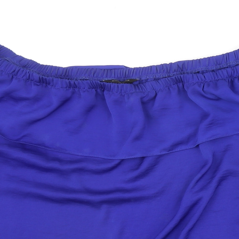 Dorothy Perkins Womens Blue Polyester Basic Blouse Size 14 Off the Shoulder
