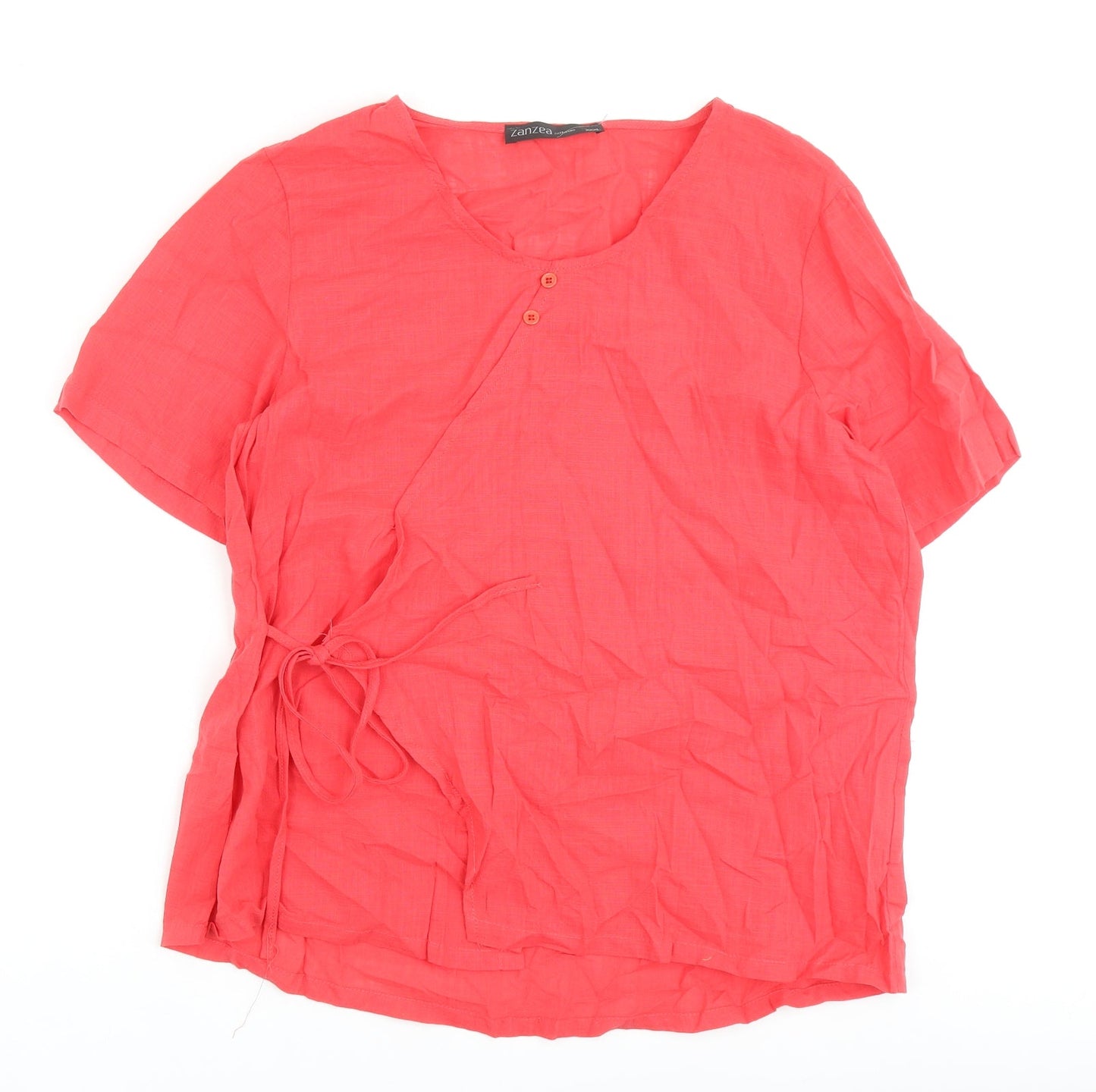 Zanzea Womens Red 100% Cotton Basic Blouse Size 3XL Round Neck